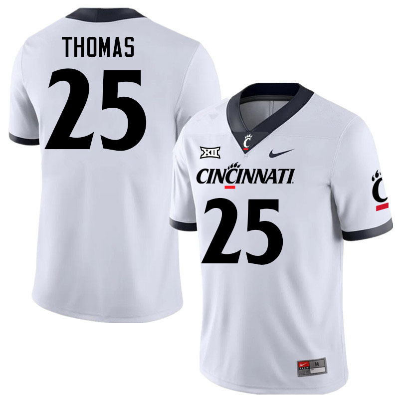 Cincinnati Bearcats #25 Shaun Thomas Big 12 Conference College Football Jerseys Stitched Sale-White